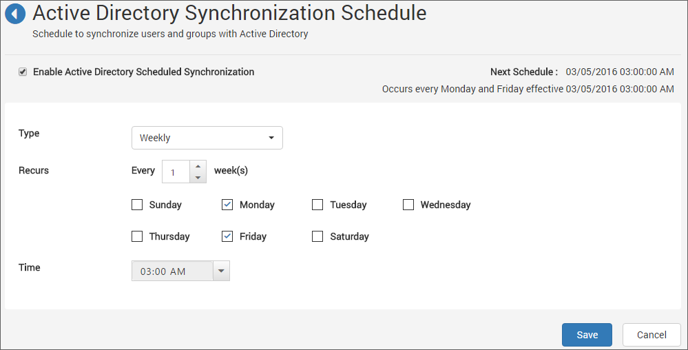 Active Directory Synchronization Schedule