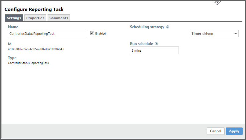 Configure Reporting Task Settings
