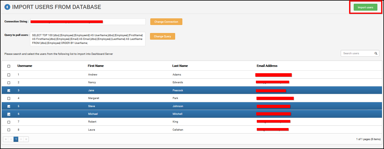 Import Selected Users