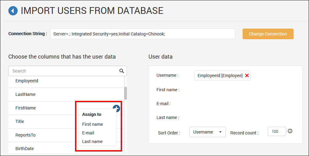 Match Database Column