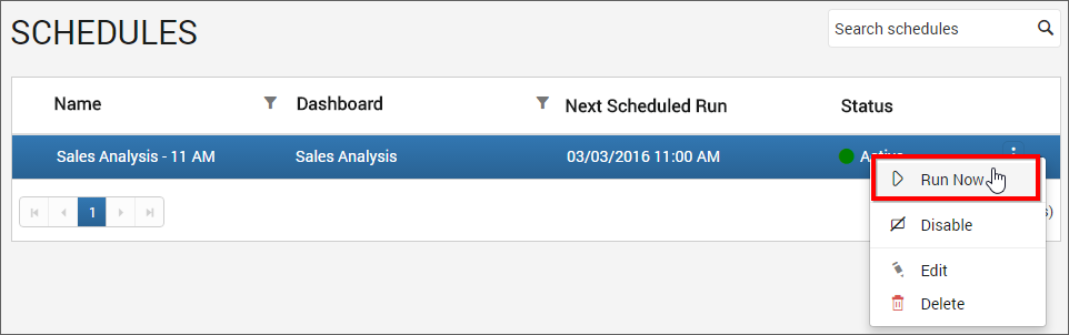 Run Now Schedule