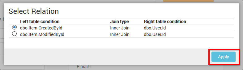 Select Table Relation