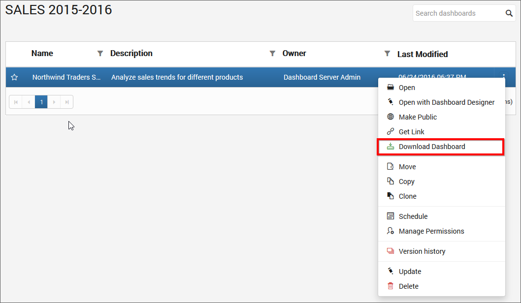 Download Dashboard