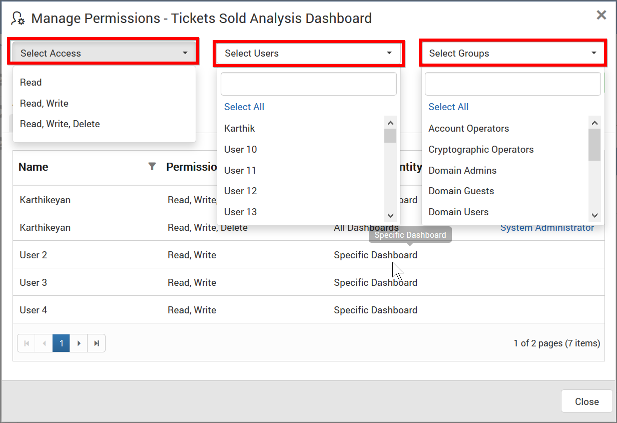 Share Dashboard