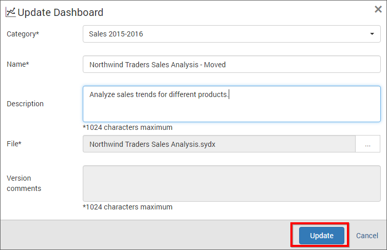 update Dashboard
