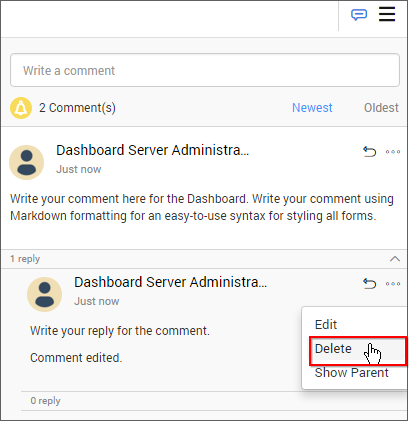 Click on comment icon