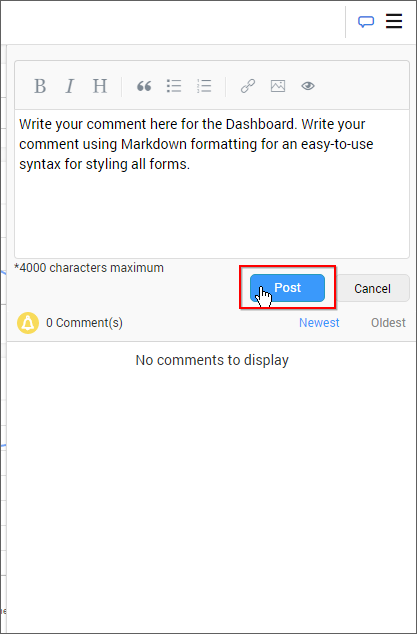 Click on comment icon