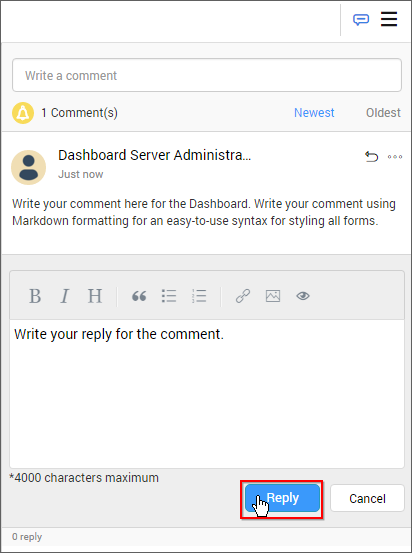 Click on comment icon