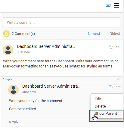 Click on comment icon