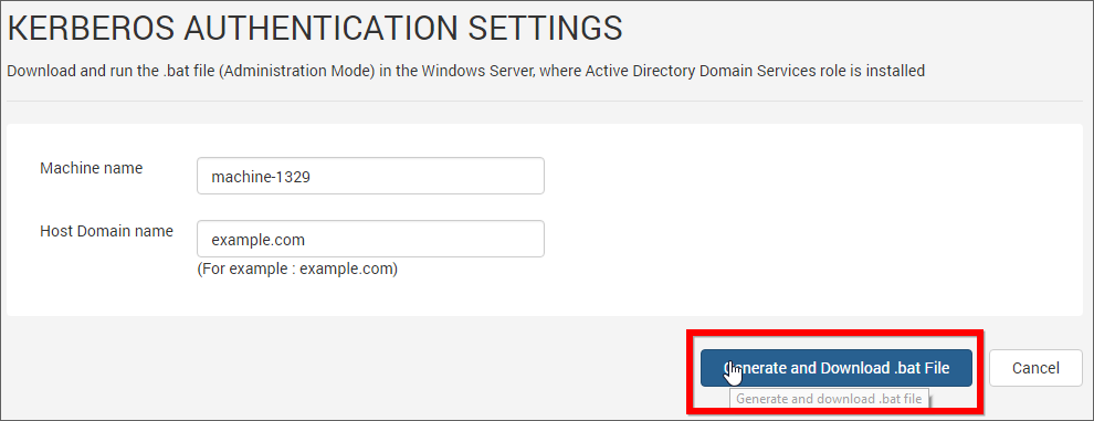 Kerberos Authentication Settings